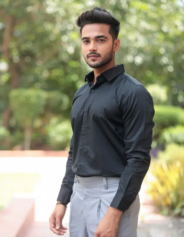 Black Obsidian Satin Shirt
