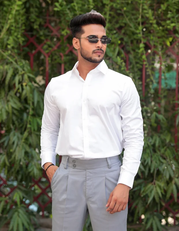 Cloud White Satin Shirt
