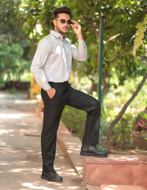 Argent Grey Satin Shirt