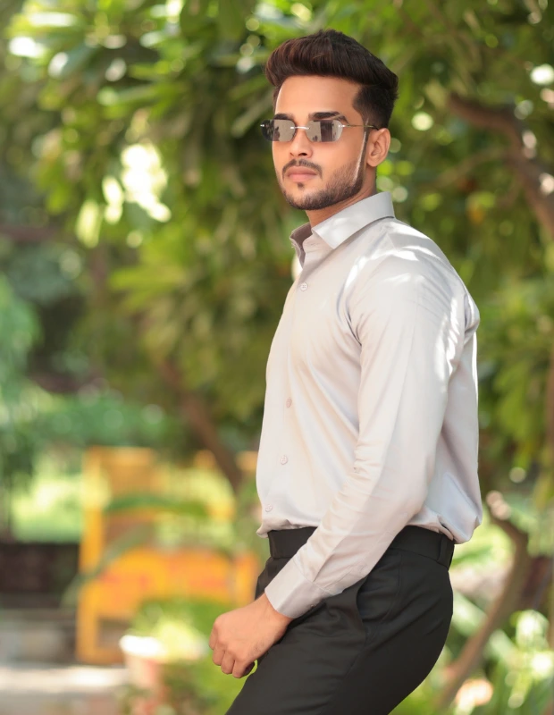 Argent Grey Satin Shirt
