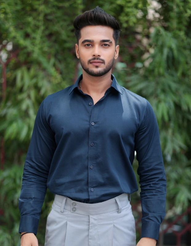 Dark Sapphire Satin Shirt