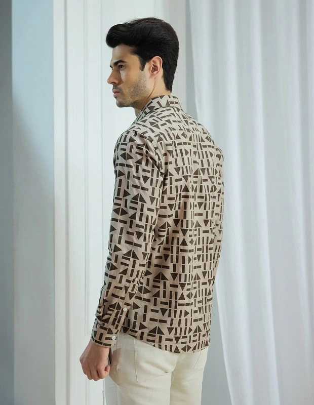 Asymmetric Jigsaw Printed Shirt
