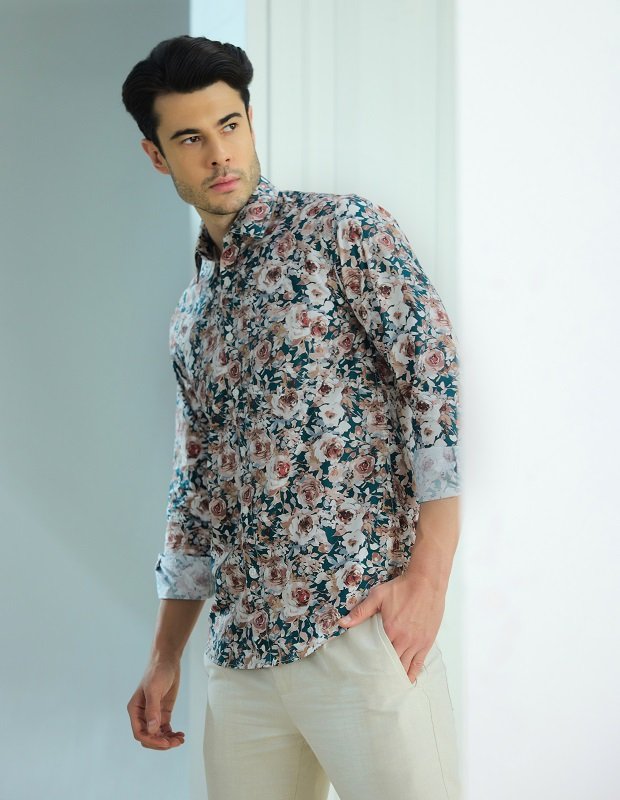 Rose Printed Fornia Green Shirt