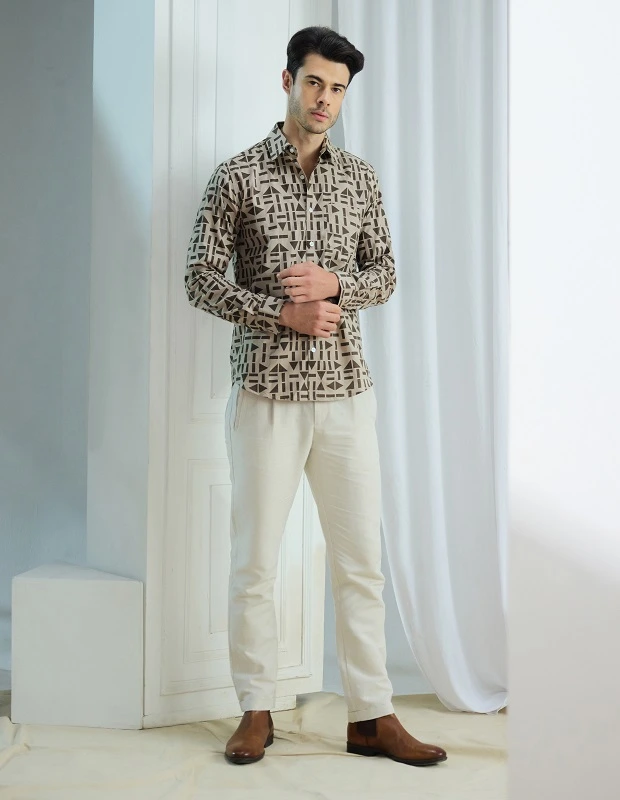 Asymmetric Jigsaw Printed Shirt