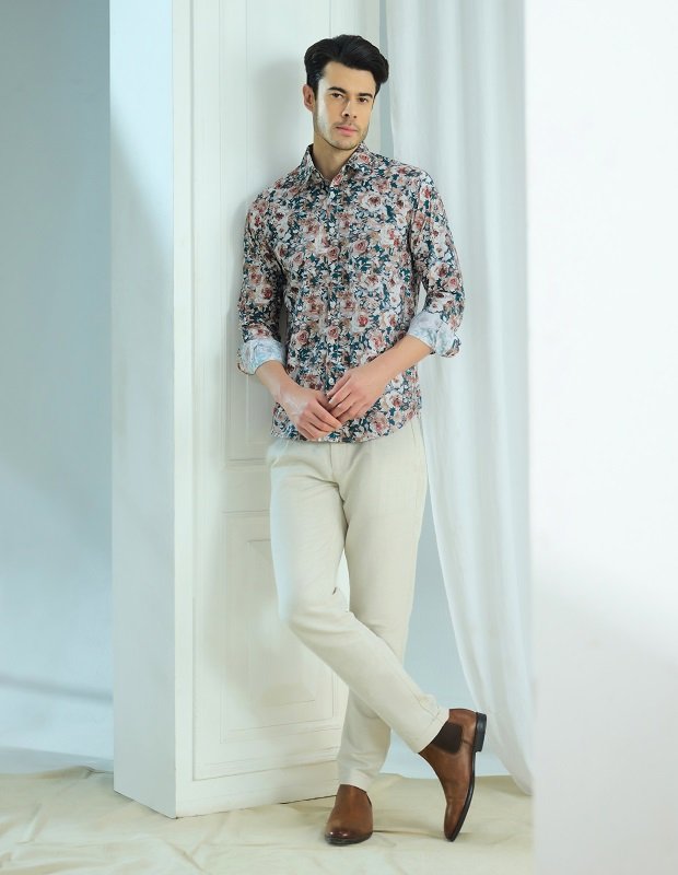 Rose Printed Fornia Green Shirt