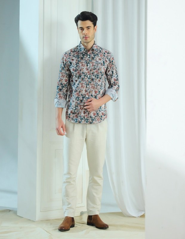 Rose Printed Fornia Green Shirt